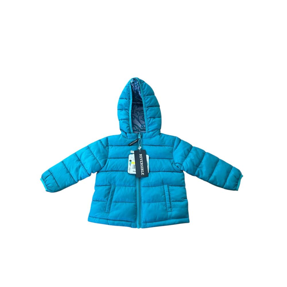 Andy and Evan Reversible Aqua Monsters Puffer Hooded Jacket Size 12-18 Months - Picture 5 of 11